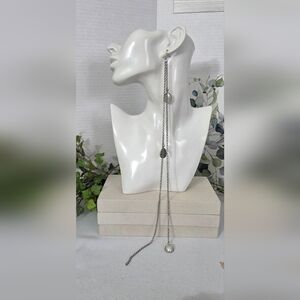 Statement Long Silver Chain Shoulder Duster Earrings